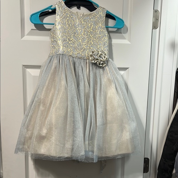 Blue Embellished Tiered Sleeveless Fit and Flare Dress - Picture 1 of 6